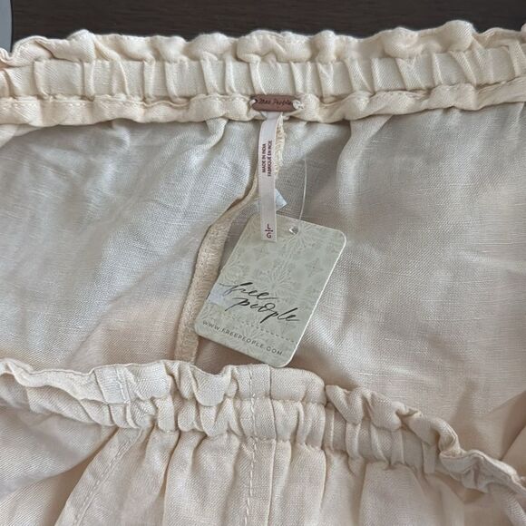 NWT Free People Mirella Cinched Drawstring Cream Shorts Viscose Linen Boho - Picture 6 of 9